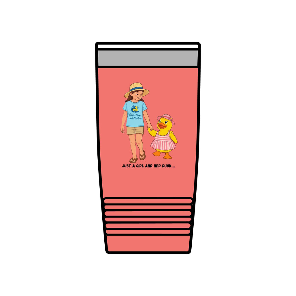 20oz Insulated Tumbler — "Just a Girl and Her Duck" Cute Mom & Kid Summer Design