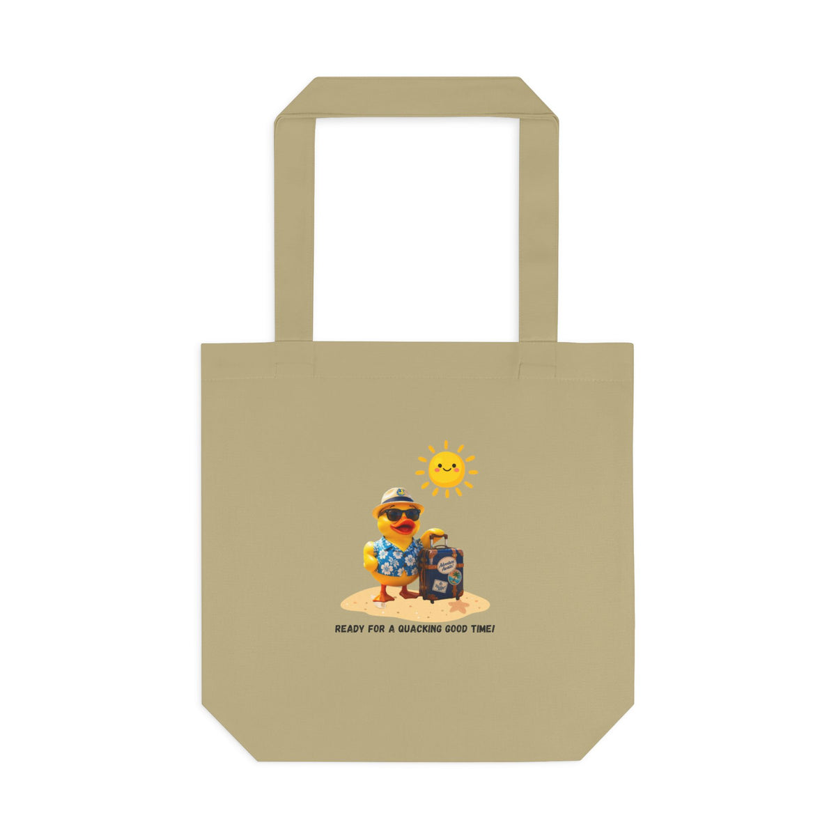 Beach Bear Tote Bag - "Ready for a Quacking Good Time" Cotton Shopper