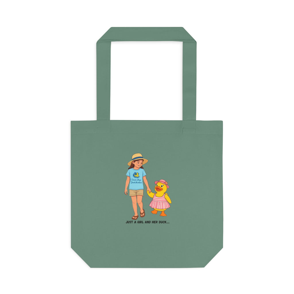 Cute Kid & Duck Cotton Tote — "Just a Girl and Her Duck" Eco Market Bag