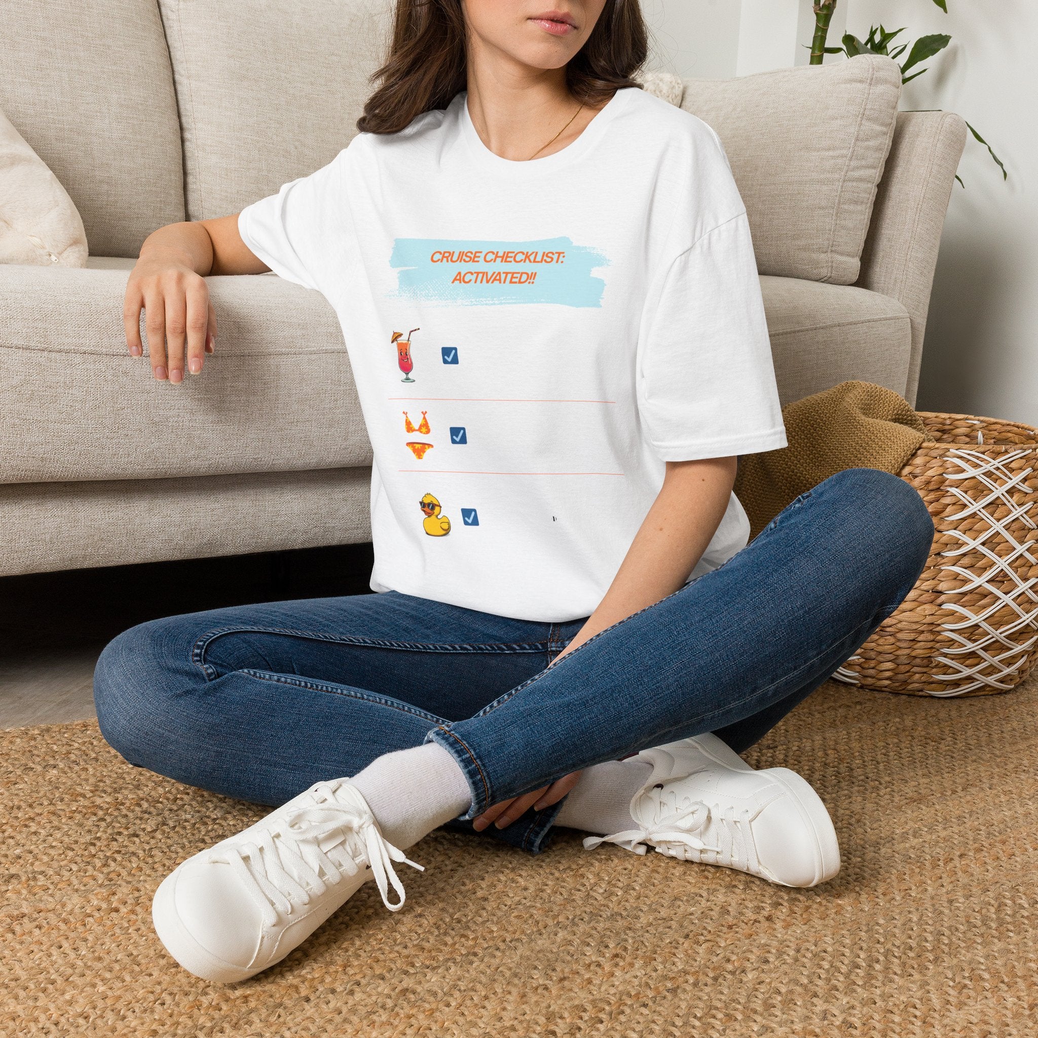 Cruise Checklist T-Shirt — "Cruise Checklist: Activated!" Female Vacation Tee