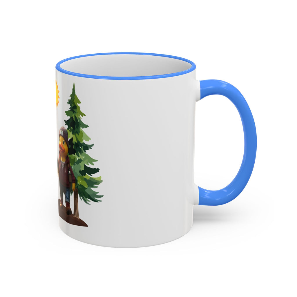 Camping Ducks Ceramic Accent-Rim Mug (11oz/15oz) — Cute Outdoor Couple Design