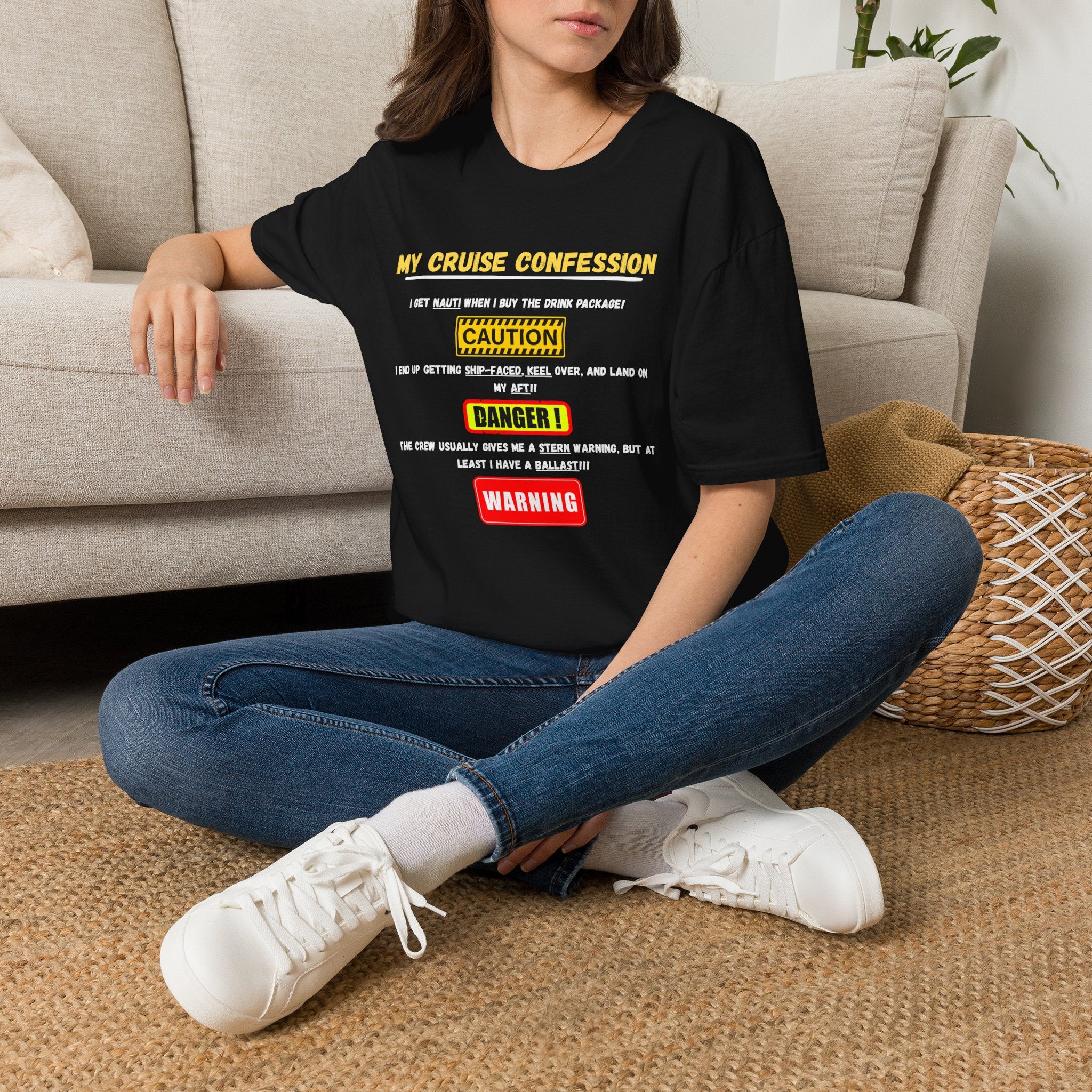 Cruise Confessions T-Shirt — “My Cruise Confession” Warning Graphic Tee