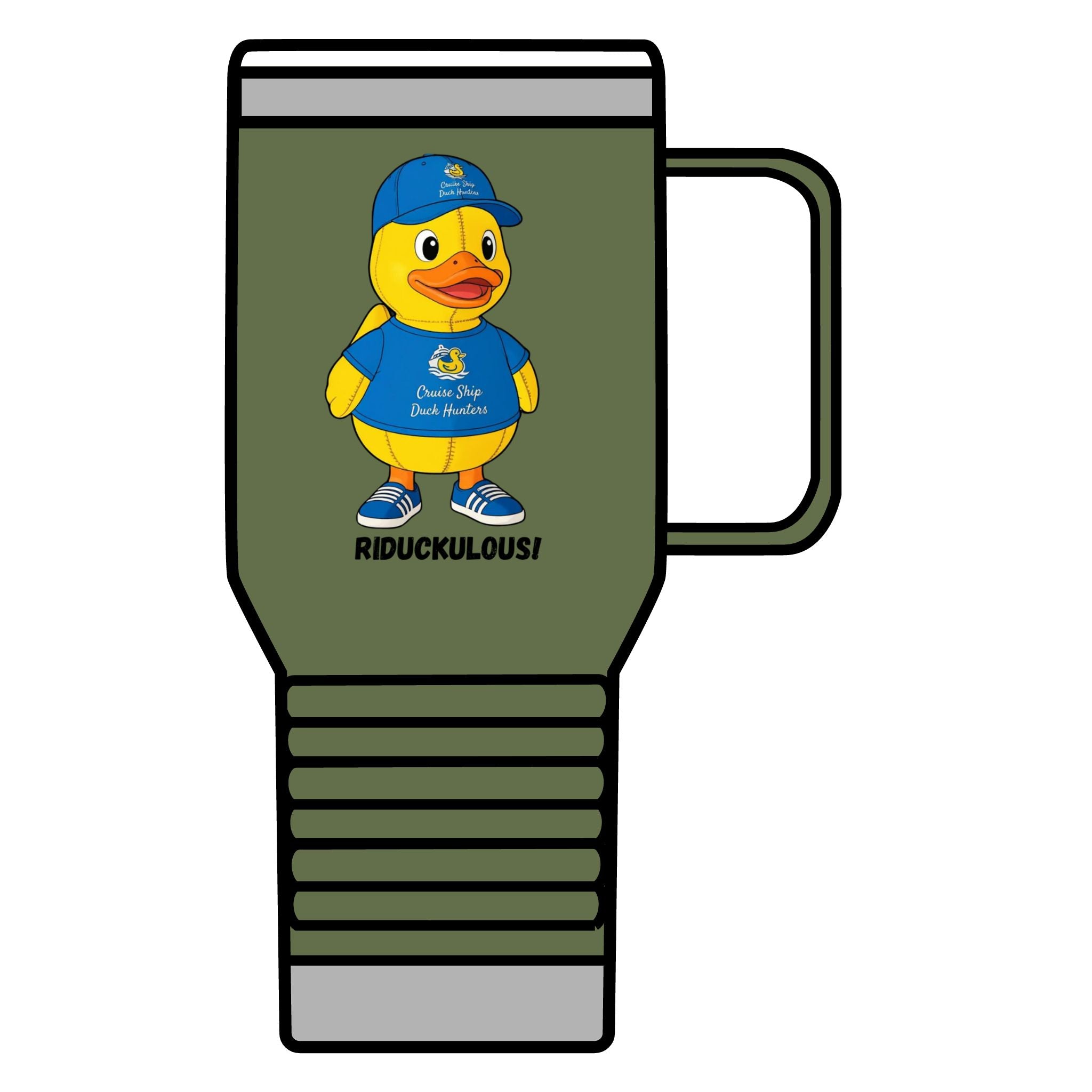 Duck Mascot 20oz Travel Mug – 'Riduckulous!' Cute Rubber Duck Coffee Tumbler
