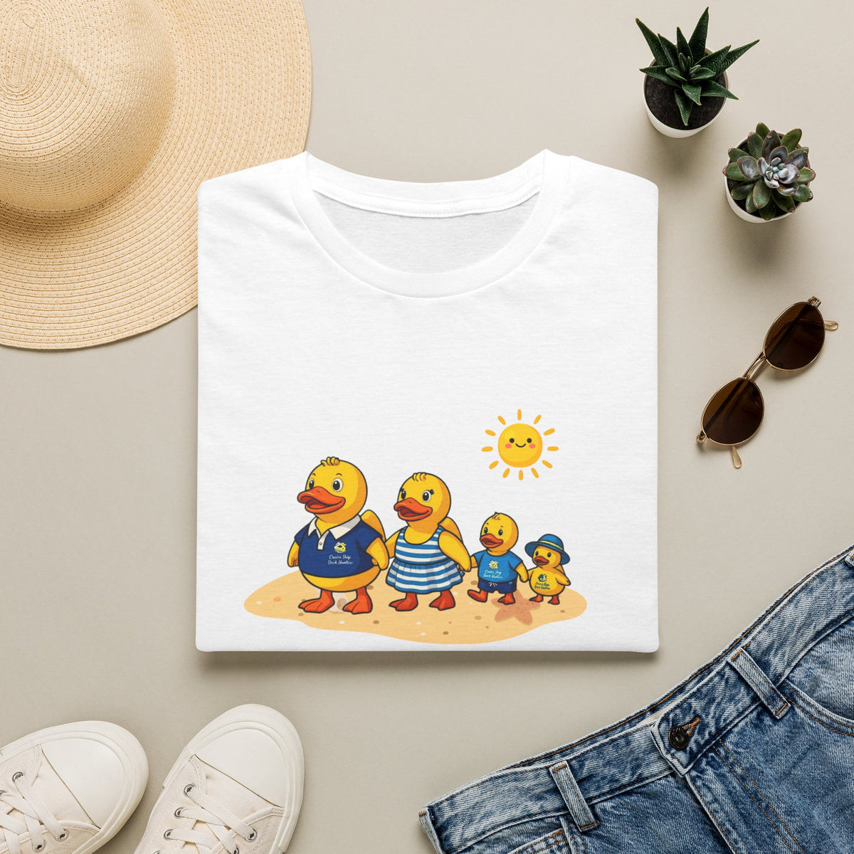 Rubber Duck Family Beach T-Shirt — Cute Sunny Ducks Graphic Tee