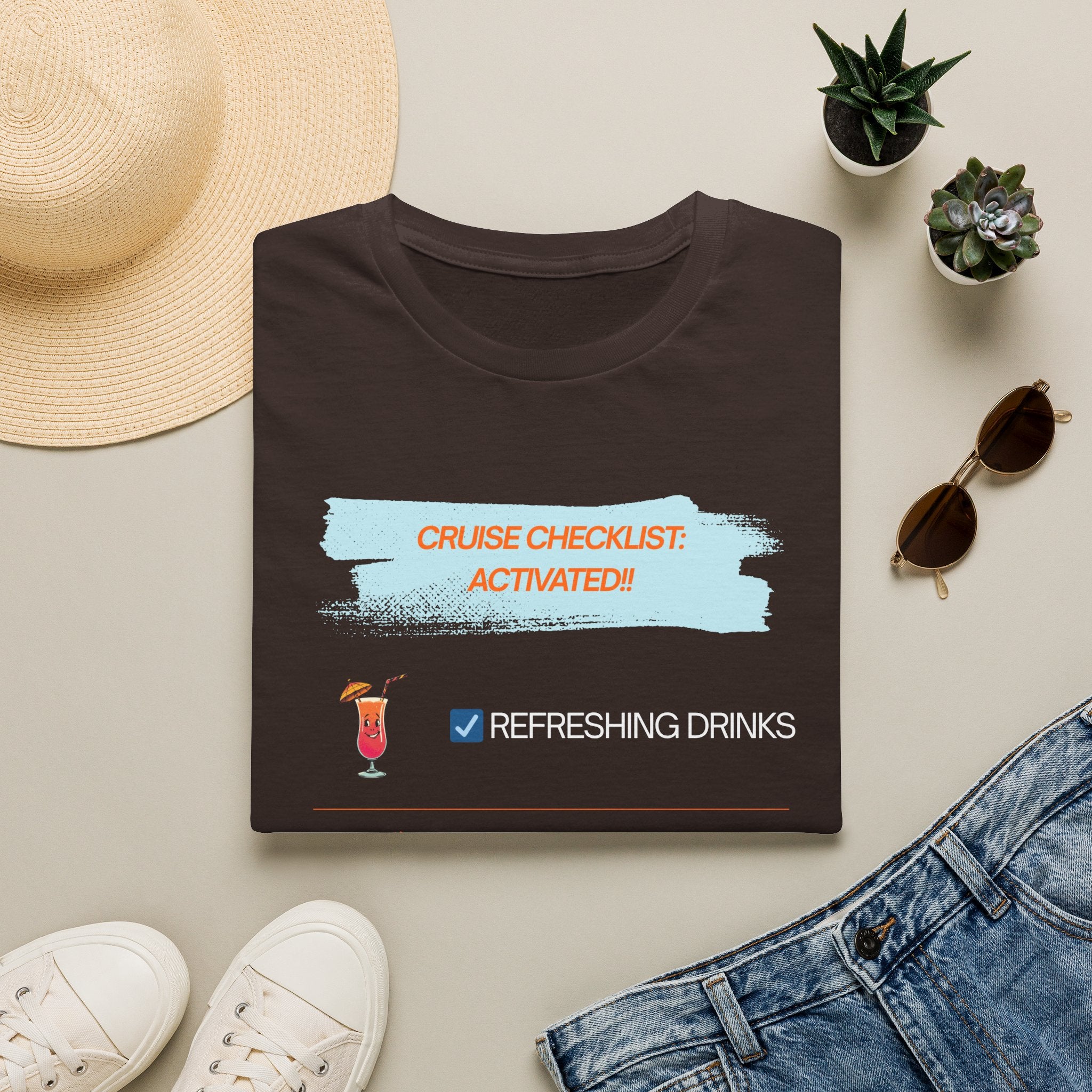 Cruise Checklist T-Shirt — "Cruise Checklist: Activated!" Female Vacation Tee