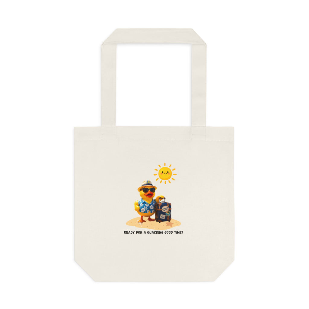 Beach Bear Tote Bag - "Ready for a Quacking Good Time" Cotton Shopper