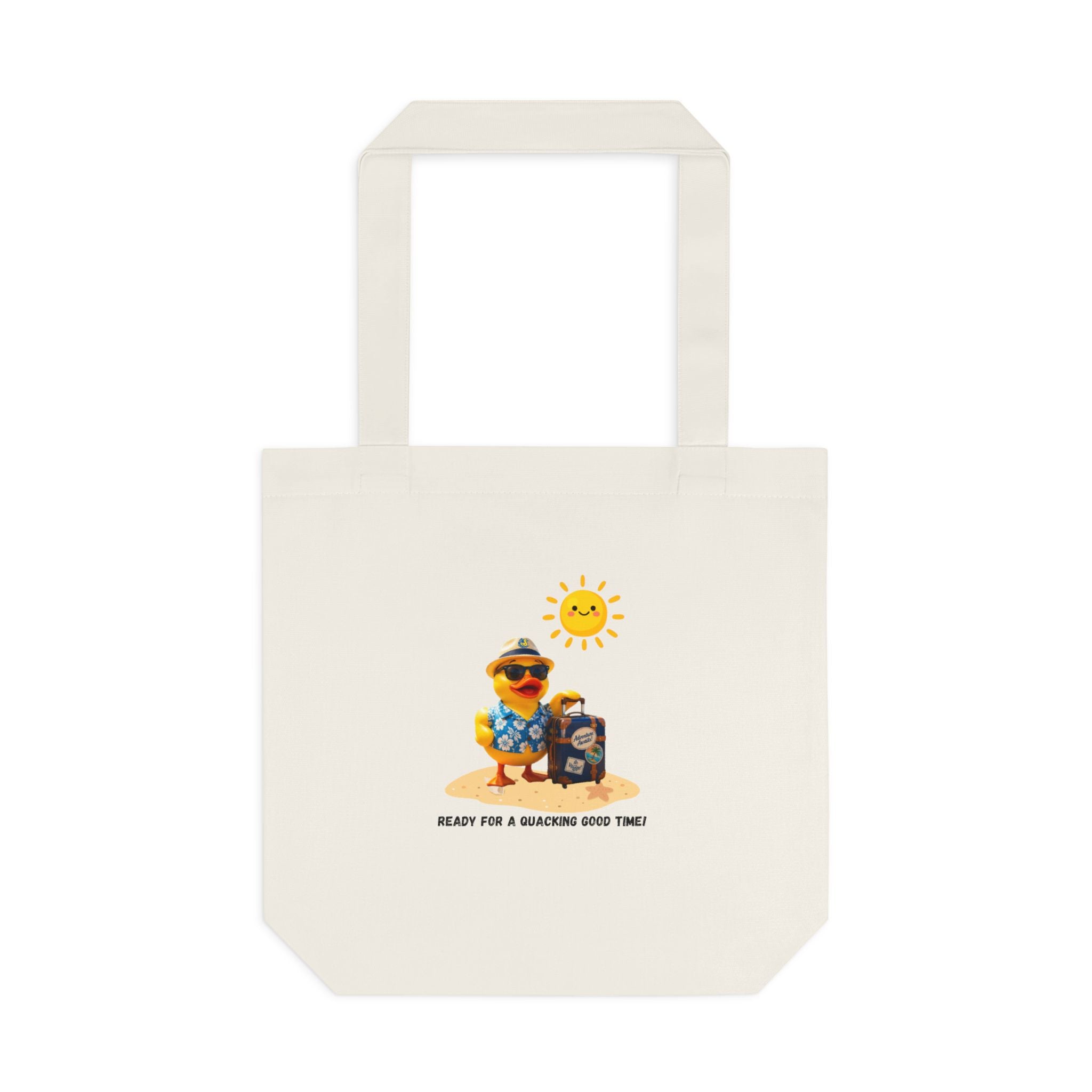 Beach Bear Tote Bag - "Ready for a Quacking Good Time" Cotton Shopper
