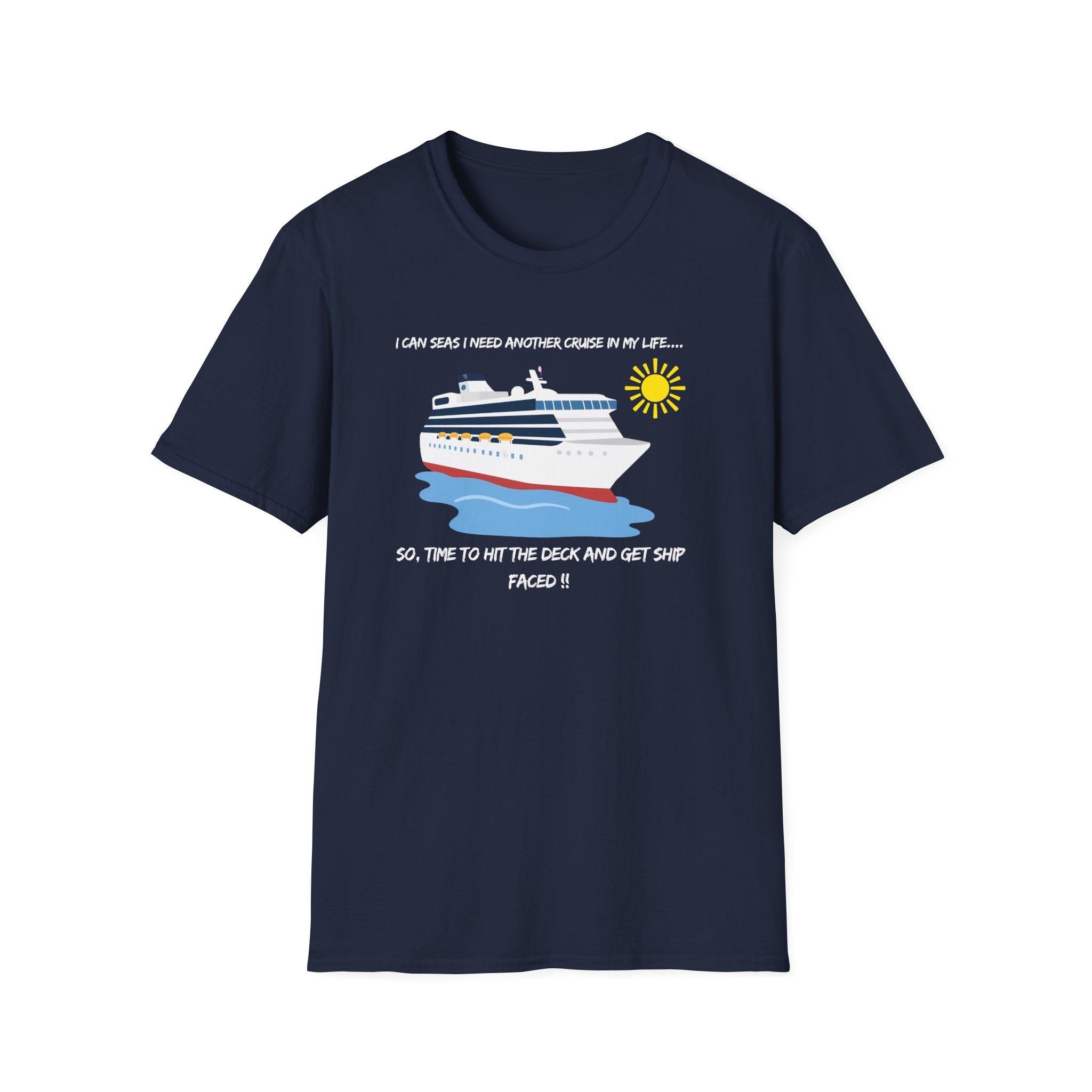 Ship Faced Cruise Ship Tee — Summer Vacation Boat Graphic T-Shirt
