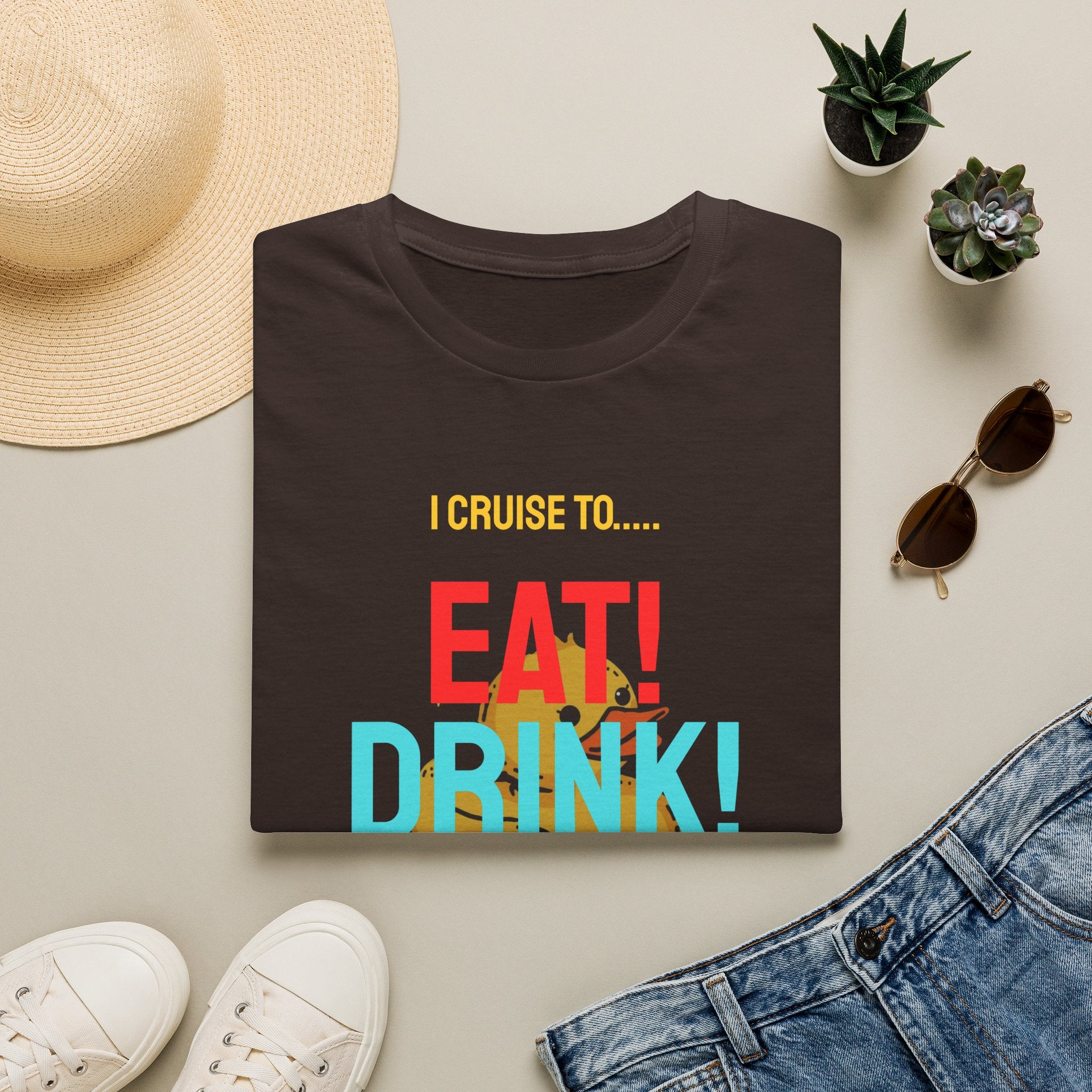 Cruise Vacation T-Shirt — "I Cruise To... Eat! Drink! Duck!"