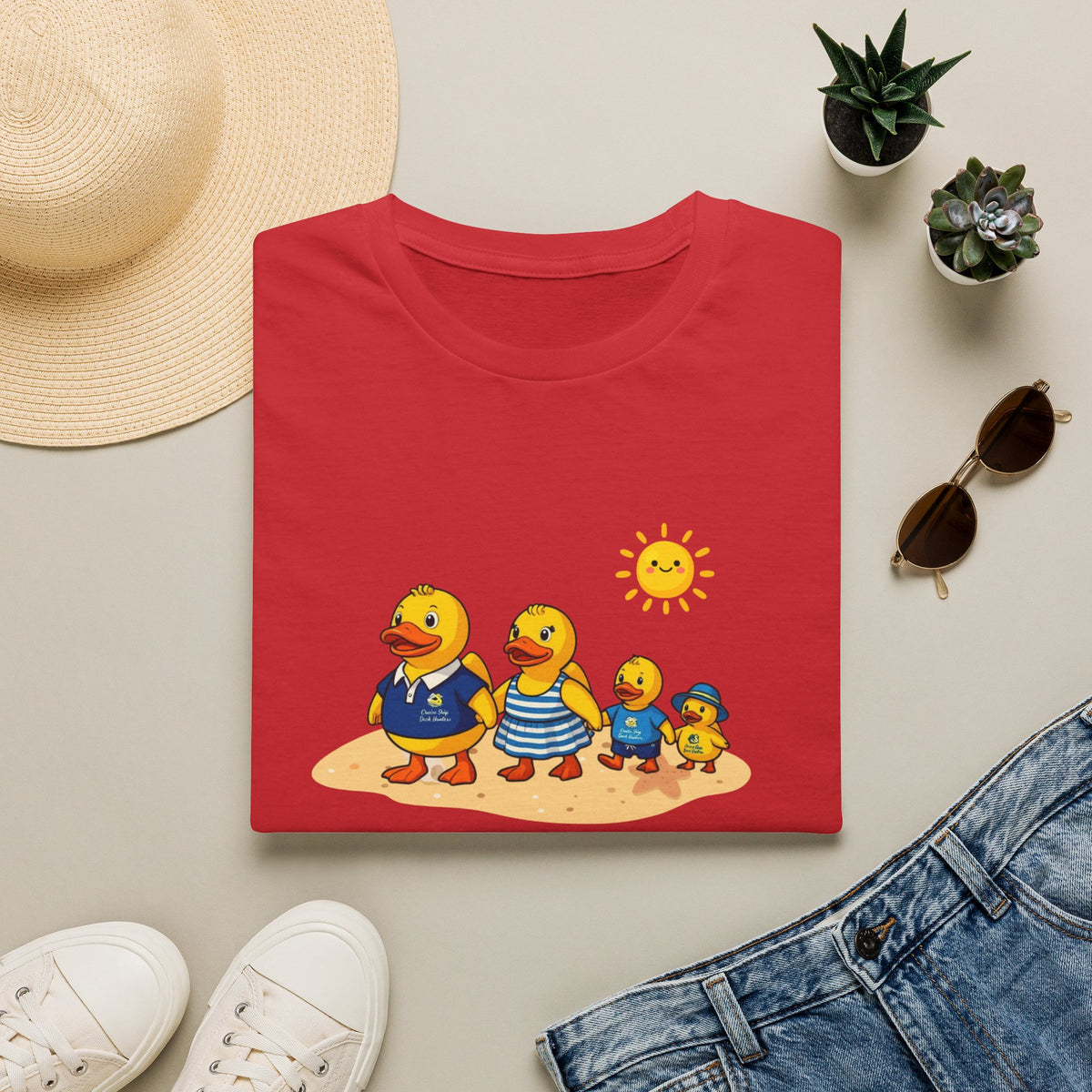 Rubber Duck Family Beach T-Shirt — Cute Sunny Ducks Graphic Tee