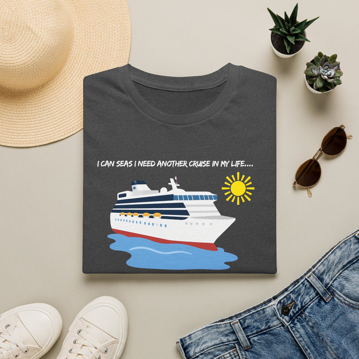 Ship Faced Cruise Ship Tee — Summer Vacation Boat Graphic T-Shirt
