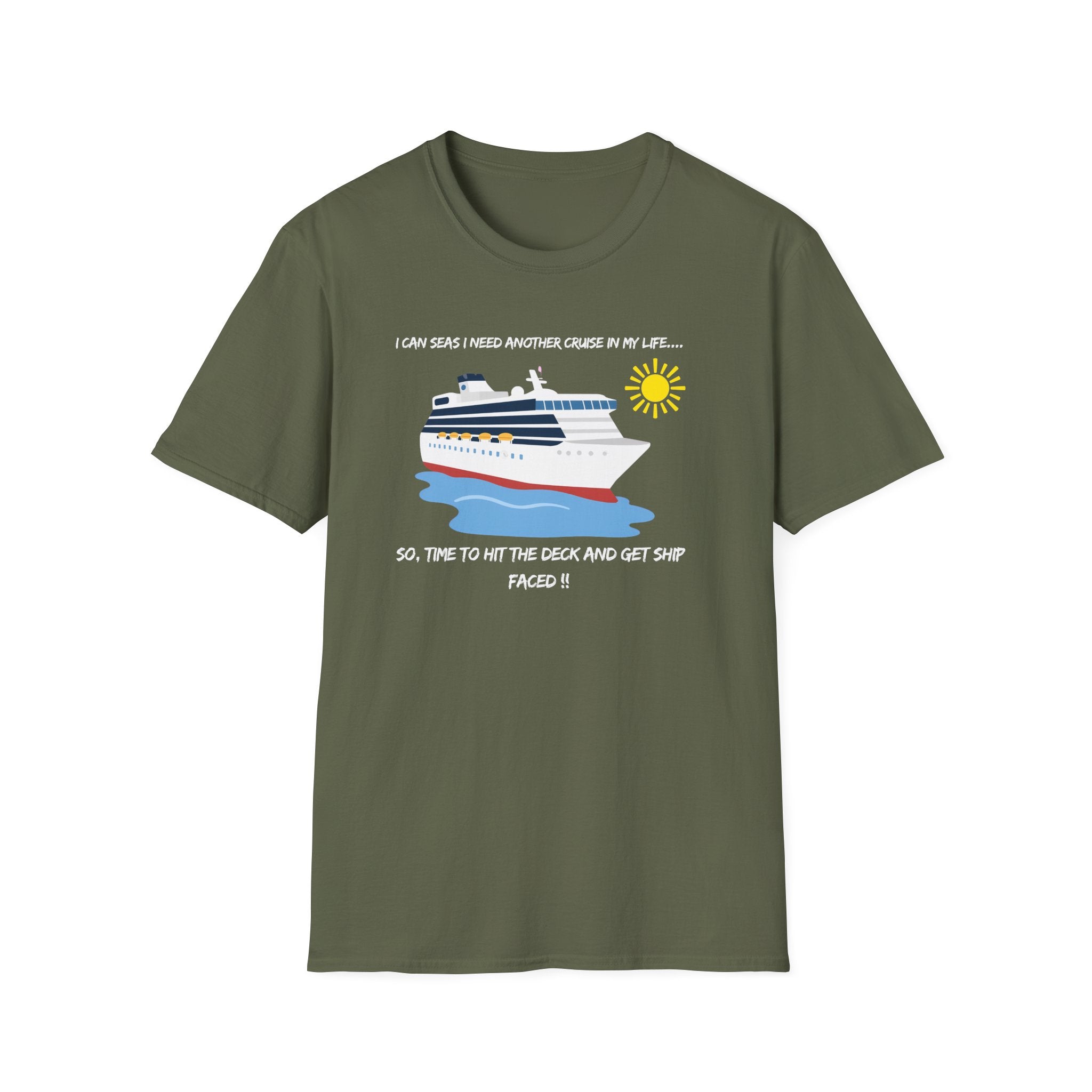 Ship Faced Cruise Ship Tee — Summer Vacation Boat Graphic T-Shirt