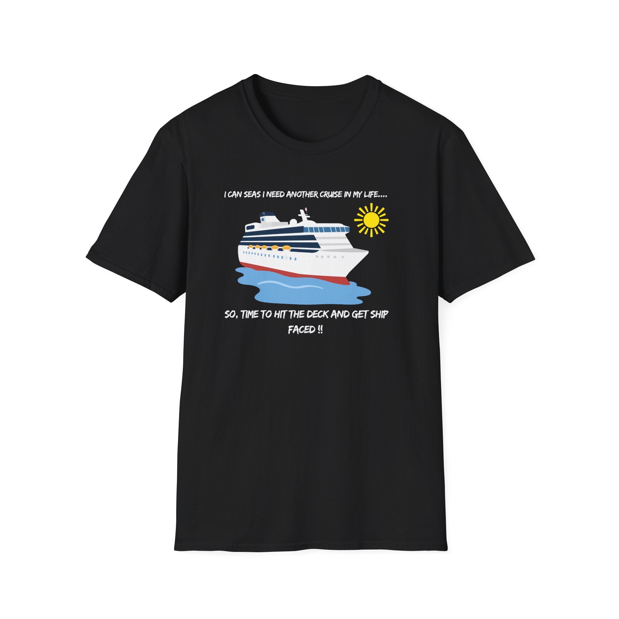 Ship Faced Cruise Ship Tee — Summer Vacation Boat Graphic T-Shirt
