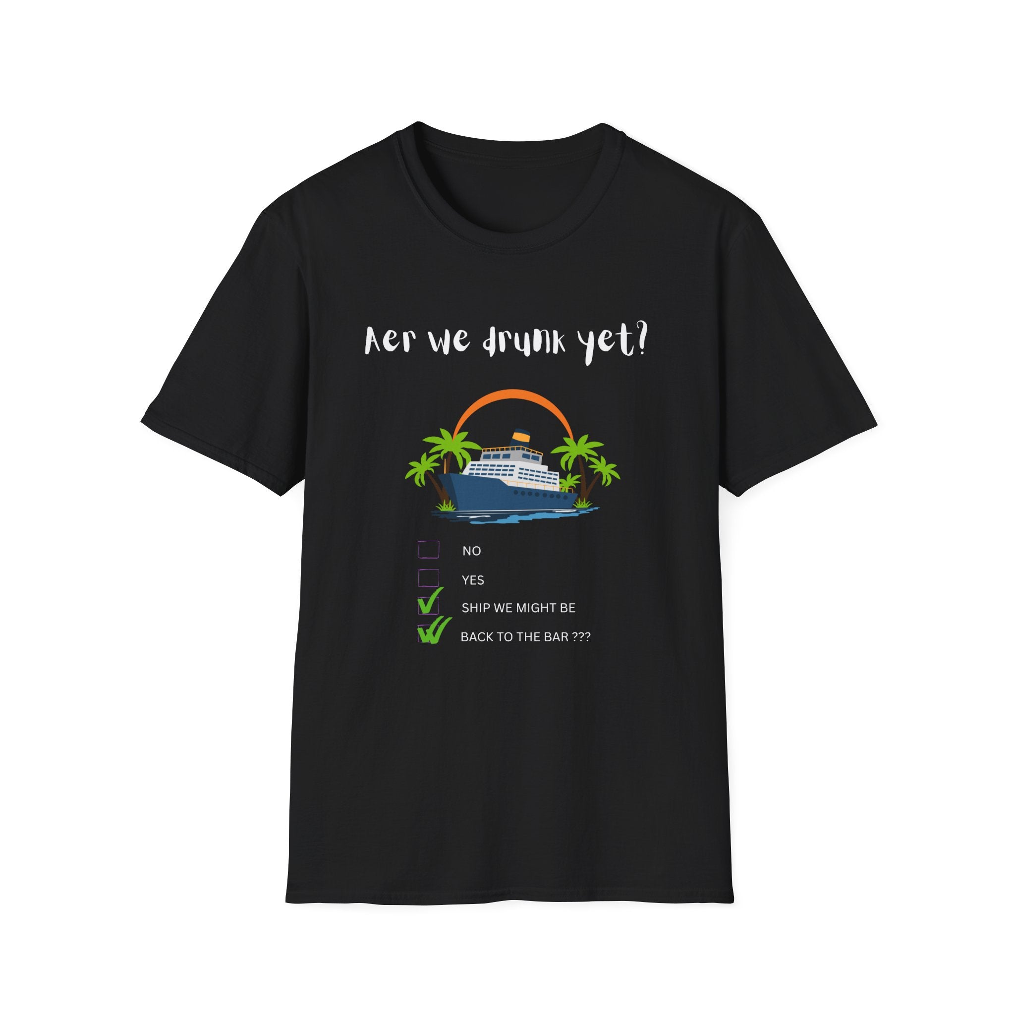Cruise Vacation T‑Shirt - 'Are We Drunk Yet?' Funny Beach & Party Tee