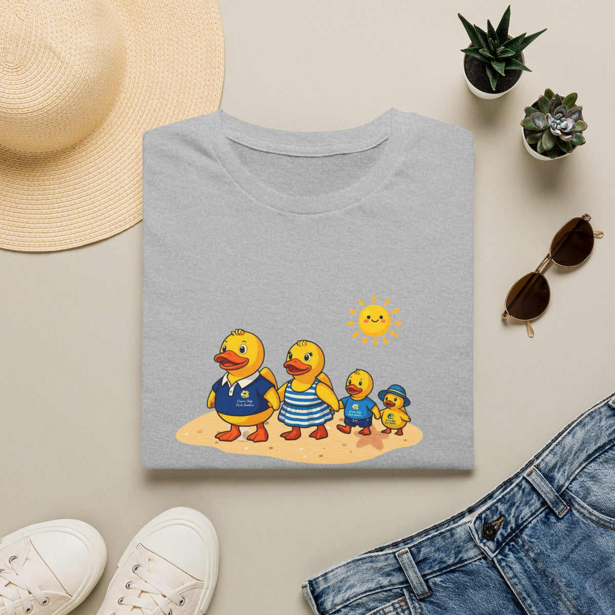Rubber Duck Family Beach T-Shirt — Cute Sunny Ducks Graphic Tee