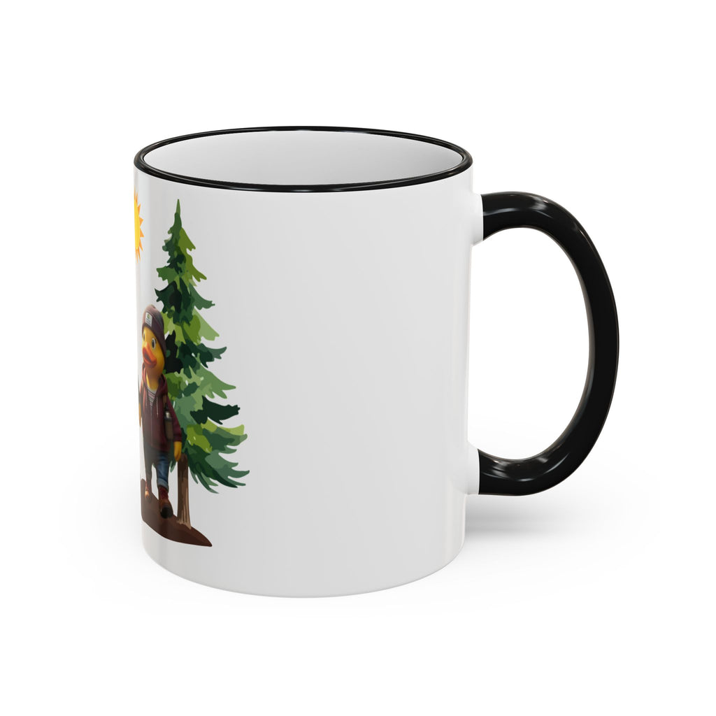 Camping Ducks Ceramic Accent-Rim Mug (11oz/15oz) — Cute Outdoor Couple Design