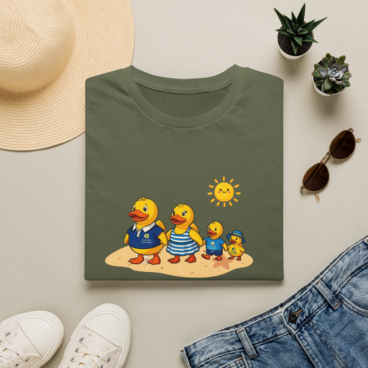 Rubber Duck Family Beach T-Shirt — Cute Sunny Ducks Graphic Tee
