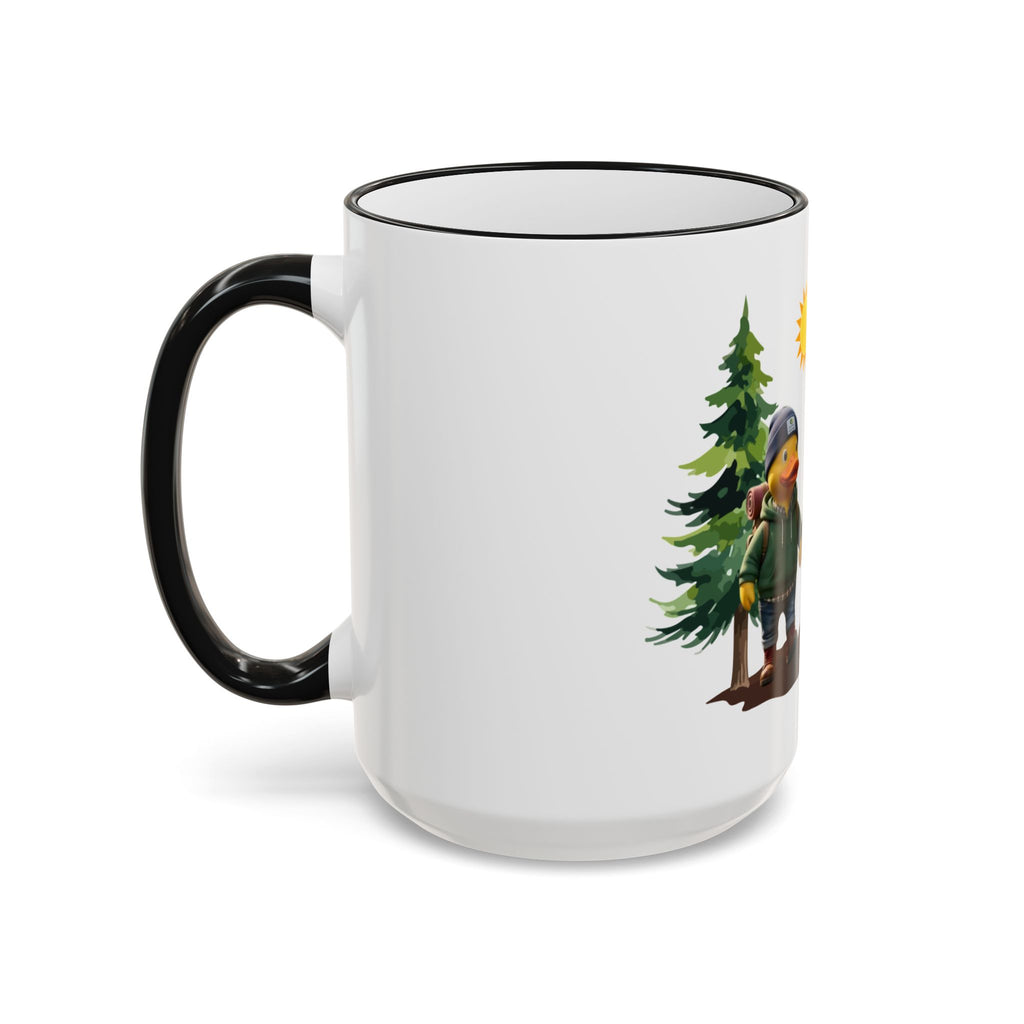 Camping Ducks Ceramic Accent-Rim Mug (11oz/15oz) — Cute Outdoor Couple Design
