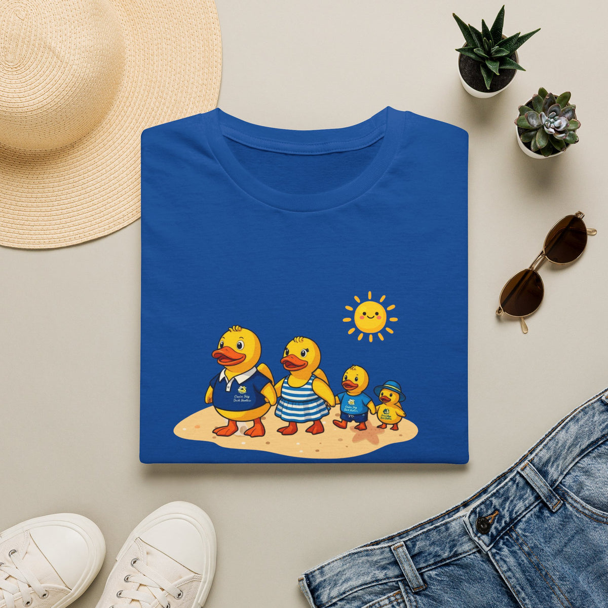 Rubber Duck Family Beach T-Shirt — Cute Sunny Ducks Graphic Tee