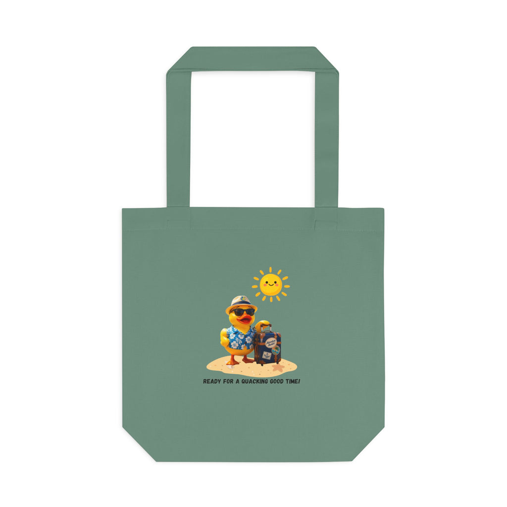 Beach Bear Tote Bag - "Ready for a Quacking Good Time" Cotton Shopper