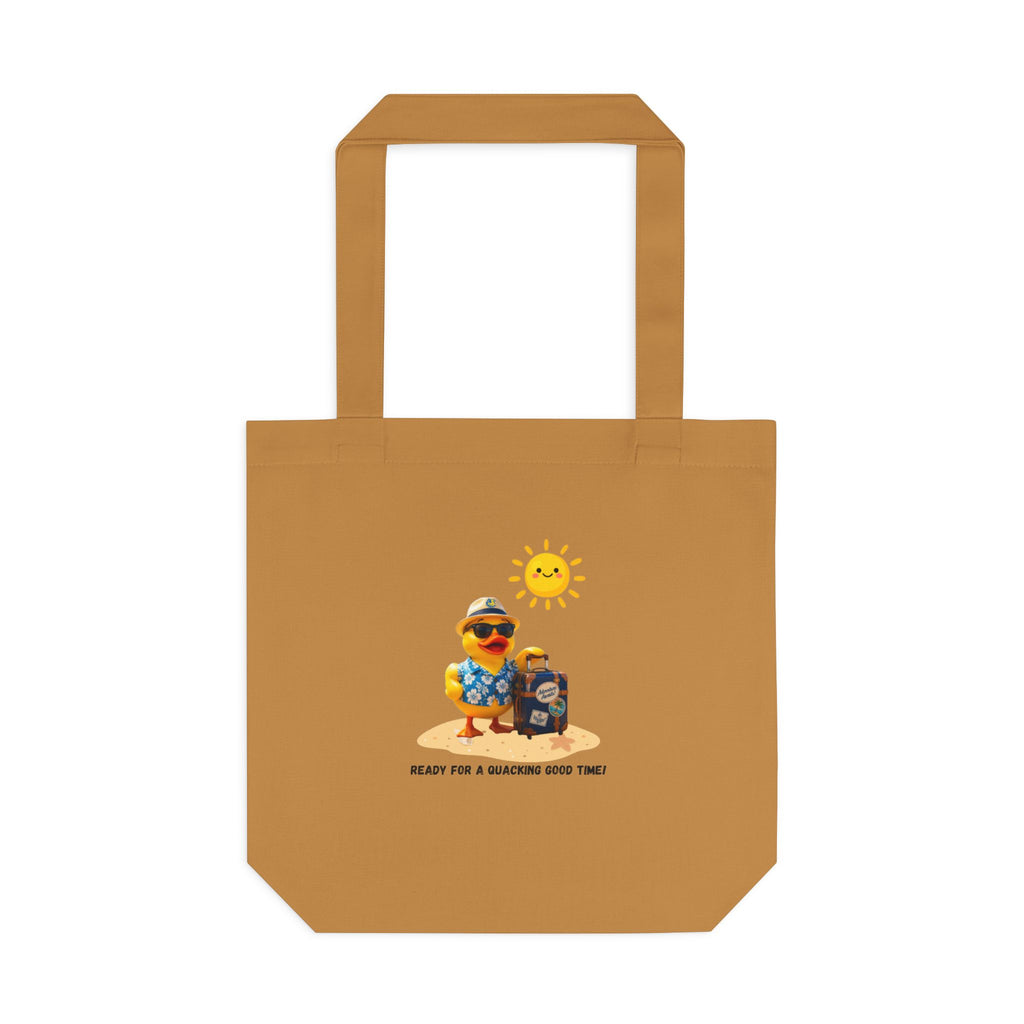 Beach Bear Tote Bag - "Ready for a Quacking Good Time" Cotton Shopper