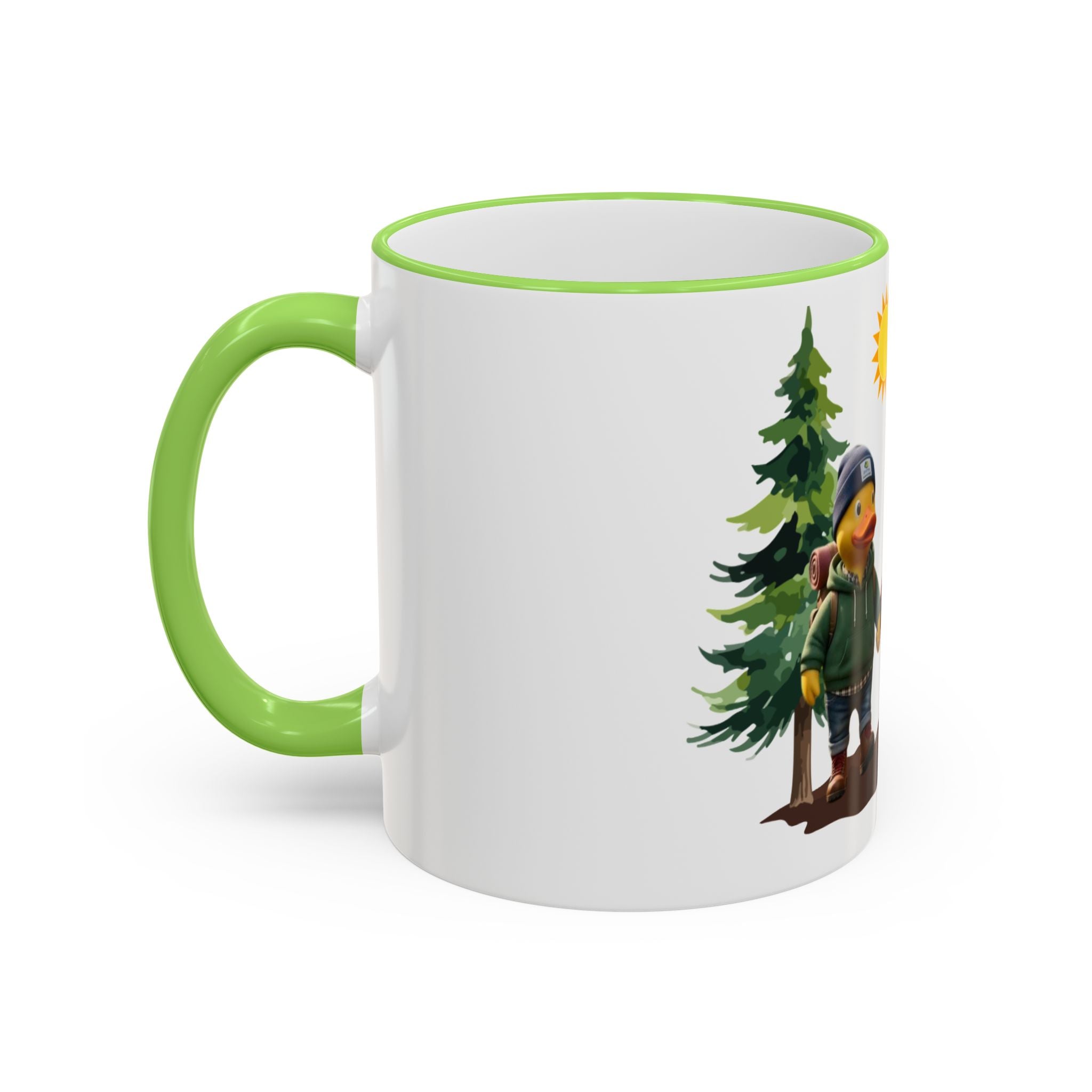 Camping Ducks Ceramic Accent-Rim Mug (11oz/15oz) — Cute Outdoor Couple Design