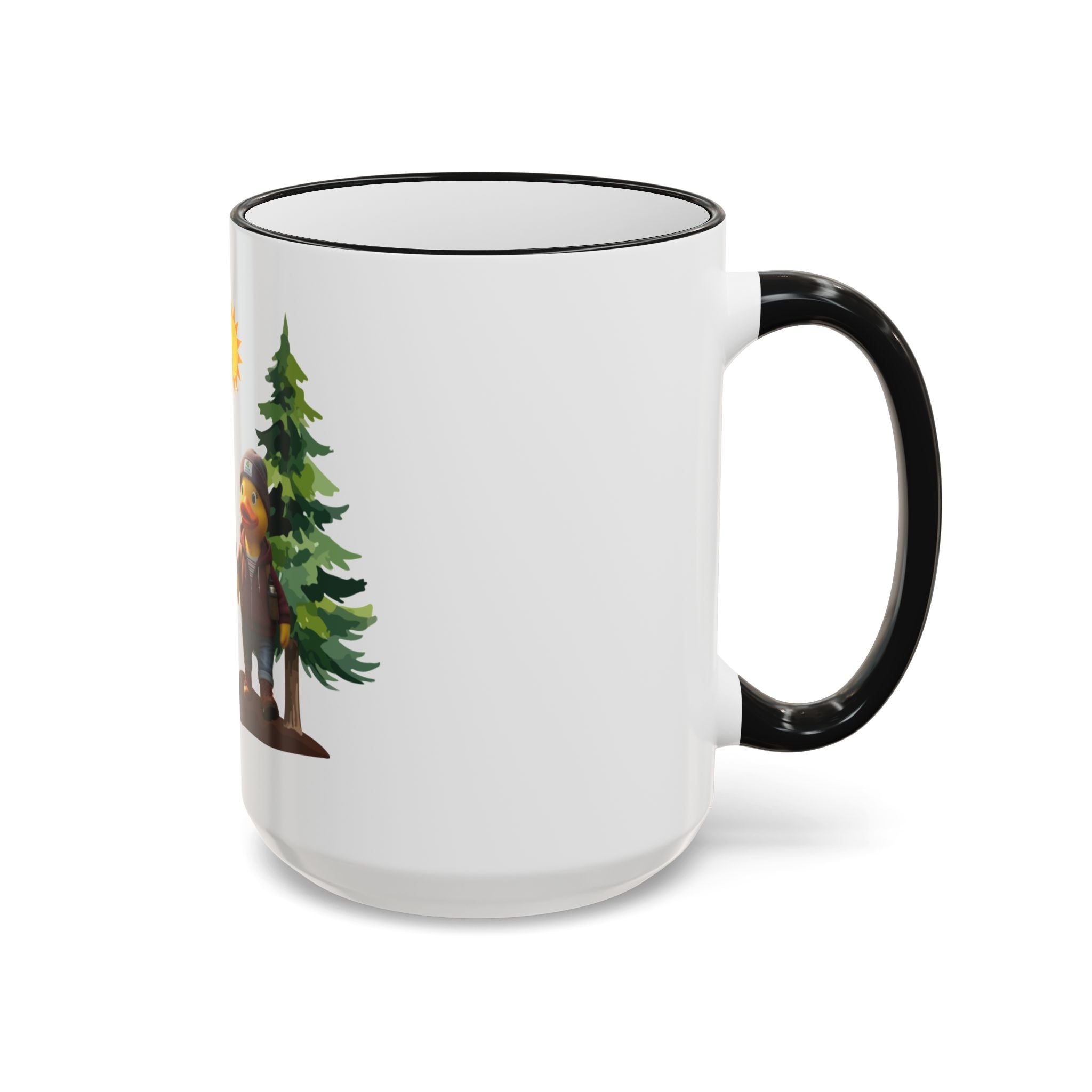 Camping Ducks Ceramic Accent-Rim Mug (11oz/15oz) — Cute Outdoor Couple Design