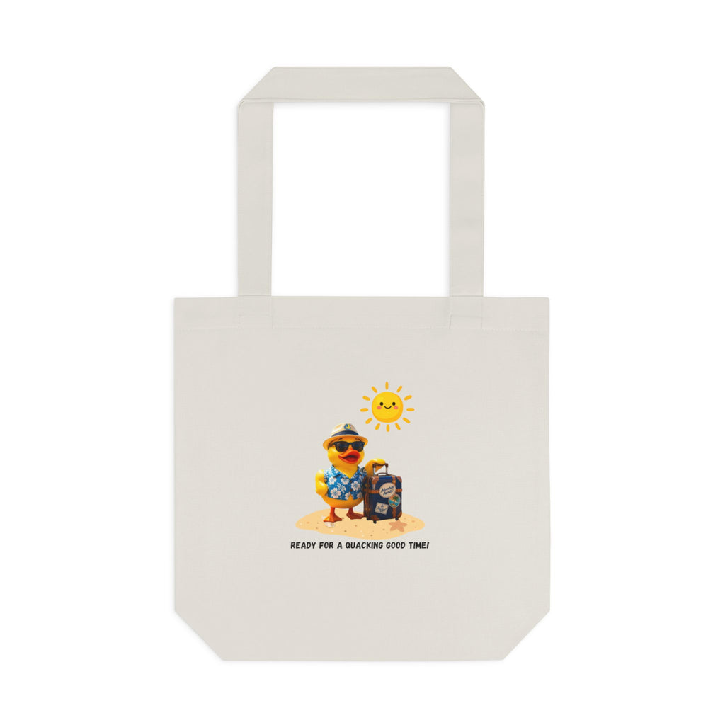 Beach Bear Tote Bag - "Ready for a Quacking Good Time" Cotton Shopper