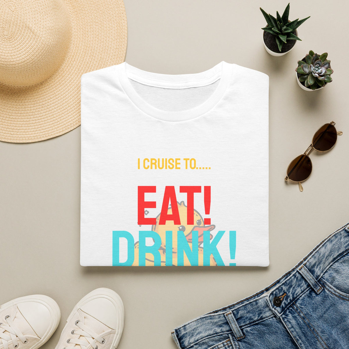 Cruise Vacation T-Shirt — "I Cruise To... Eat! Drink! Duck!"