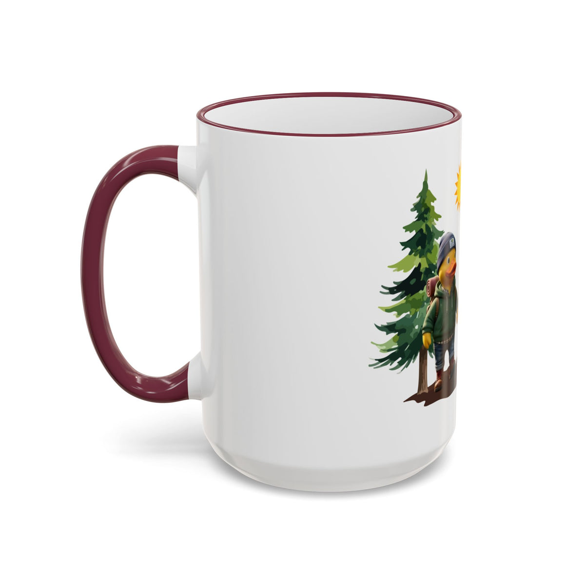 Camping Ducks Ceramic Accent-Rim Mug (11oz/15oz) — Cute Outdoor Couple Design
