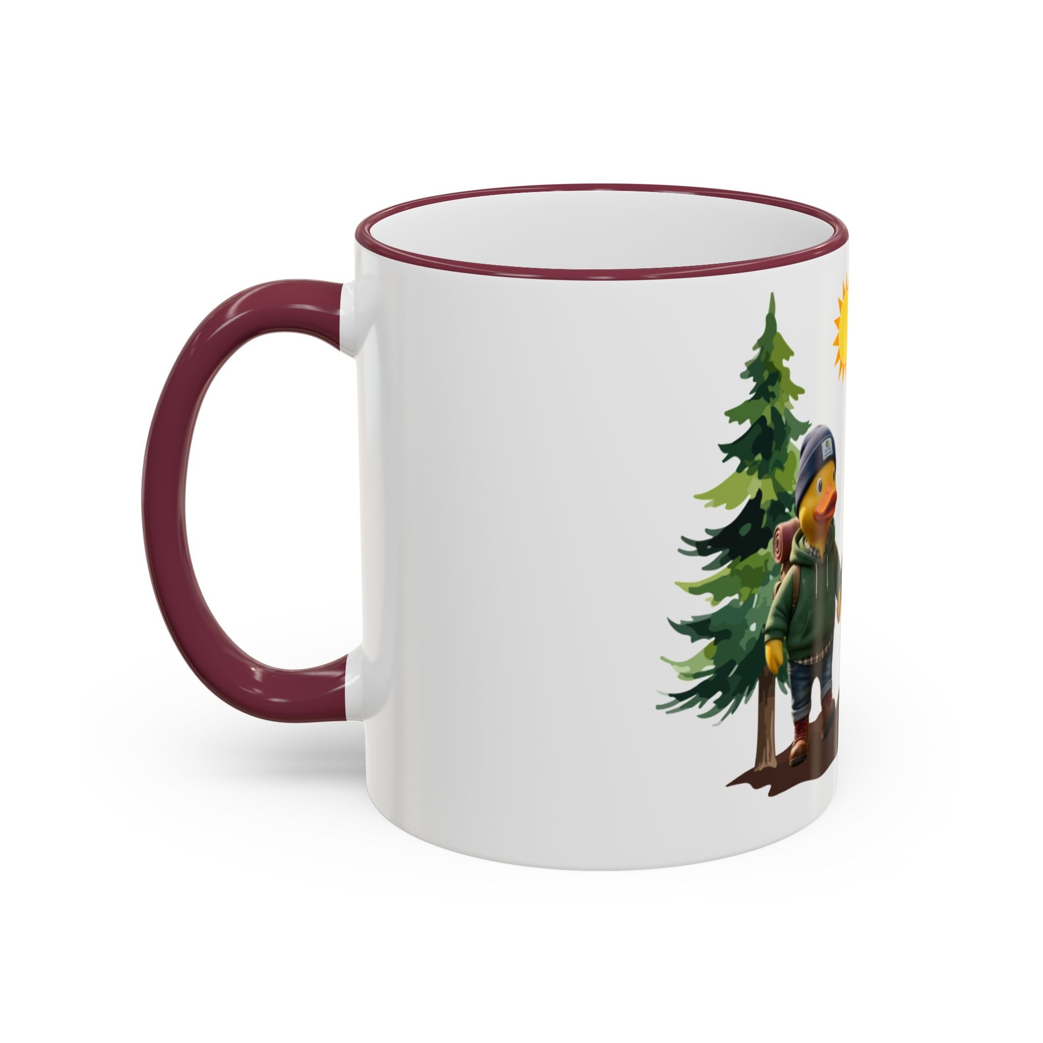 Camping Ducks Ceramic Accent-Rim Mug (11oz/15oz) — Cute Outdoor Couple Design