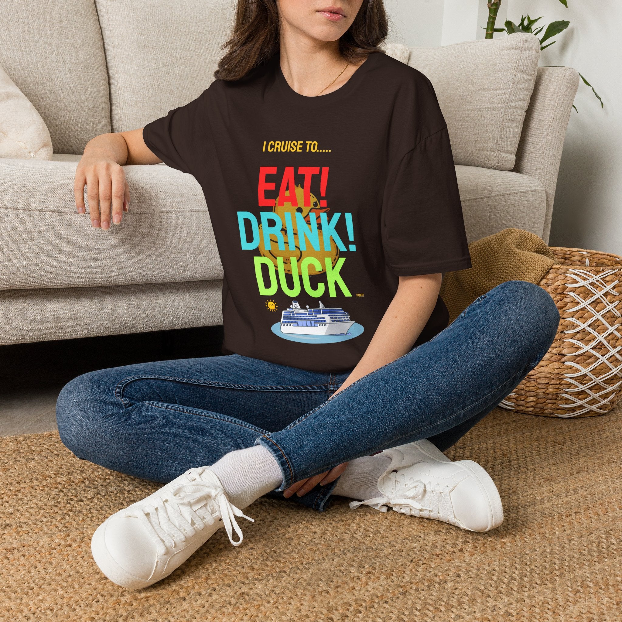 Cruise Vacation T-Shirt — "I Cruise To... Eat! Drink! Duck!"